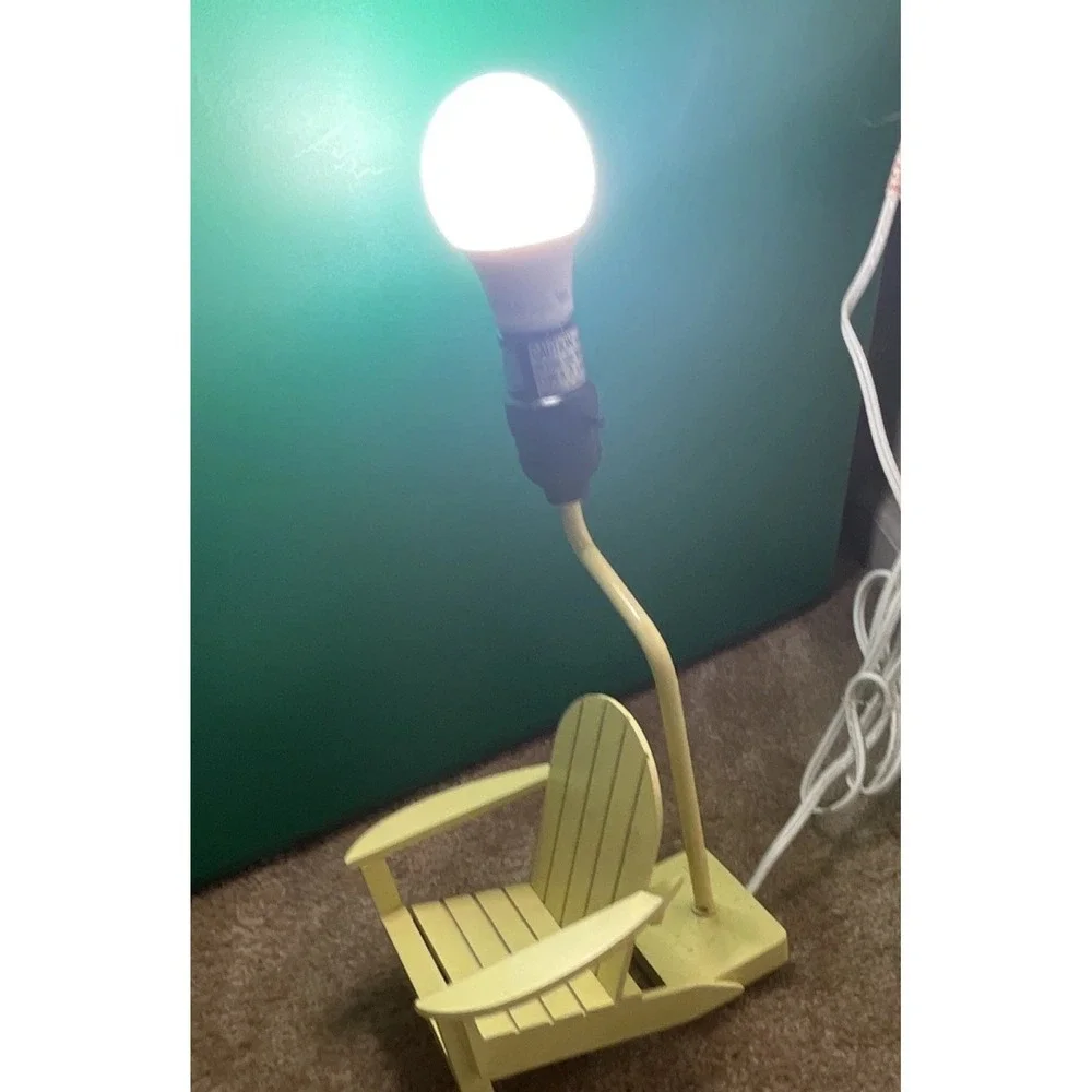 Mini Adirondack Chair Lamp Yellow Cottage Coastal Beach House Accent Light